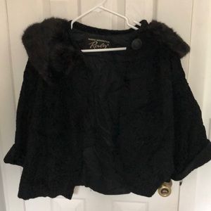 Velvet Coat with fur neck line